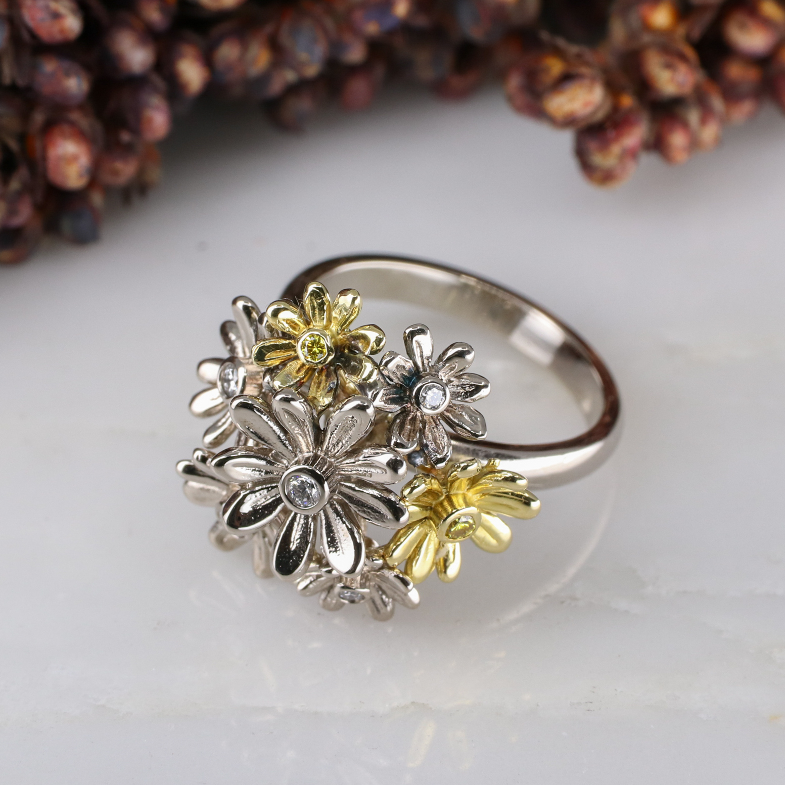 Daisy shaped deals diamond ring