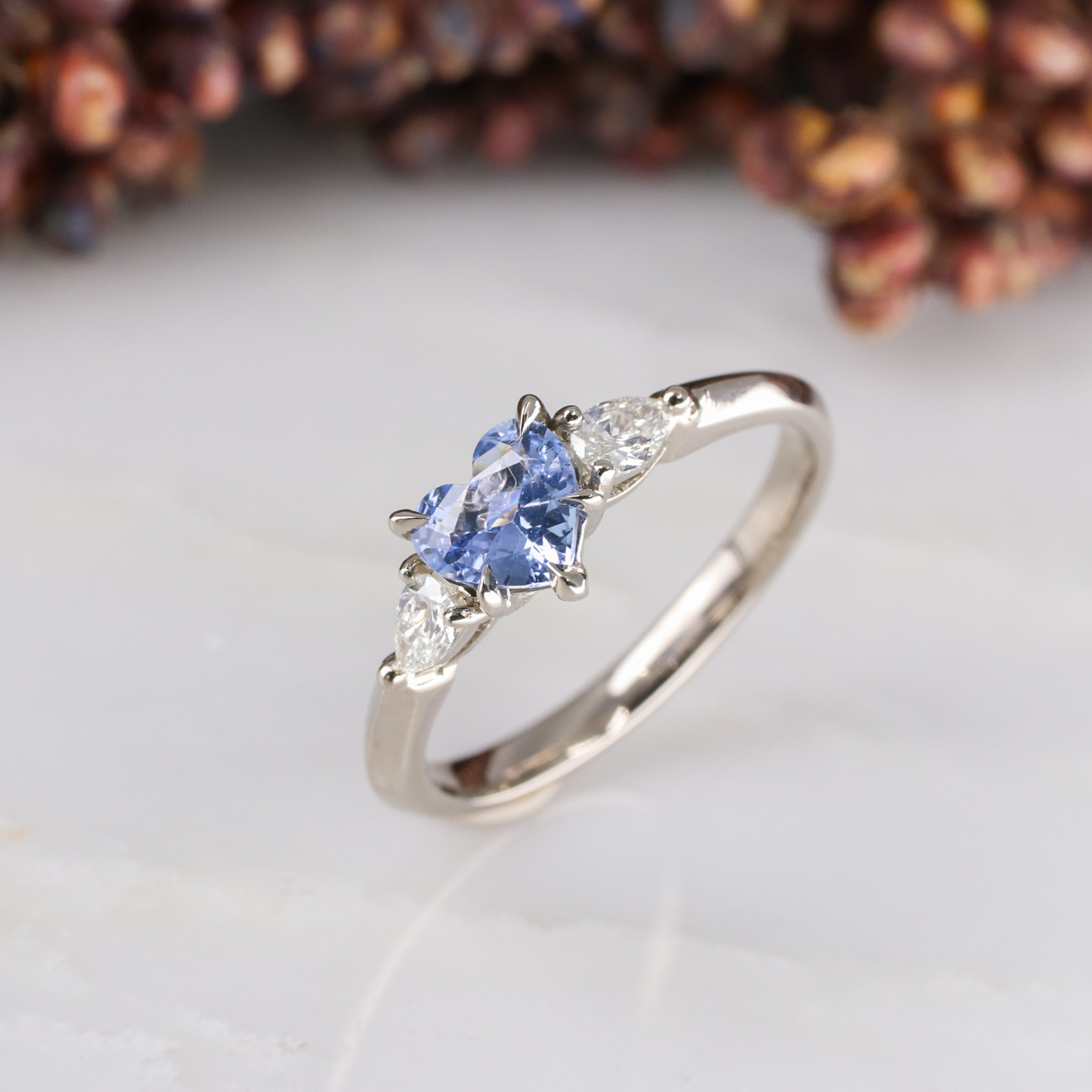 8.0mm Heart-Shaped White Lab-Created Sapphire Ring in 10K White Gold |  Peoples Jewellers
