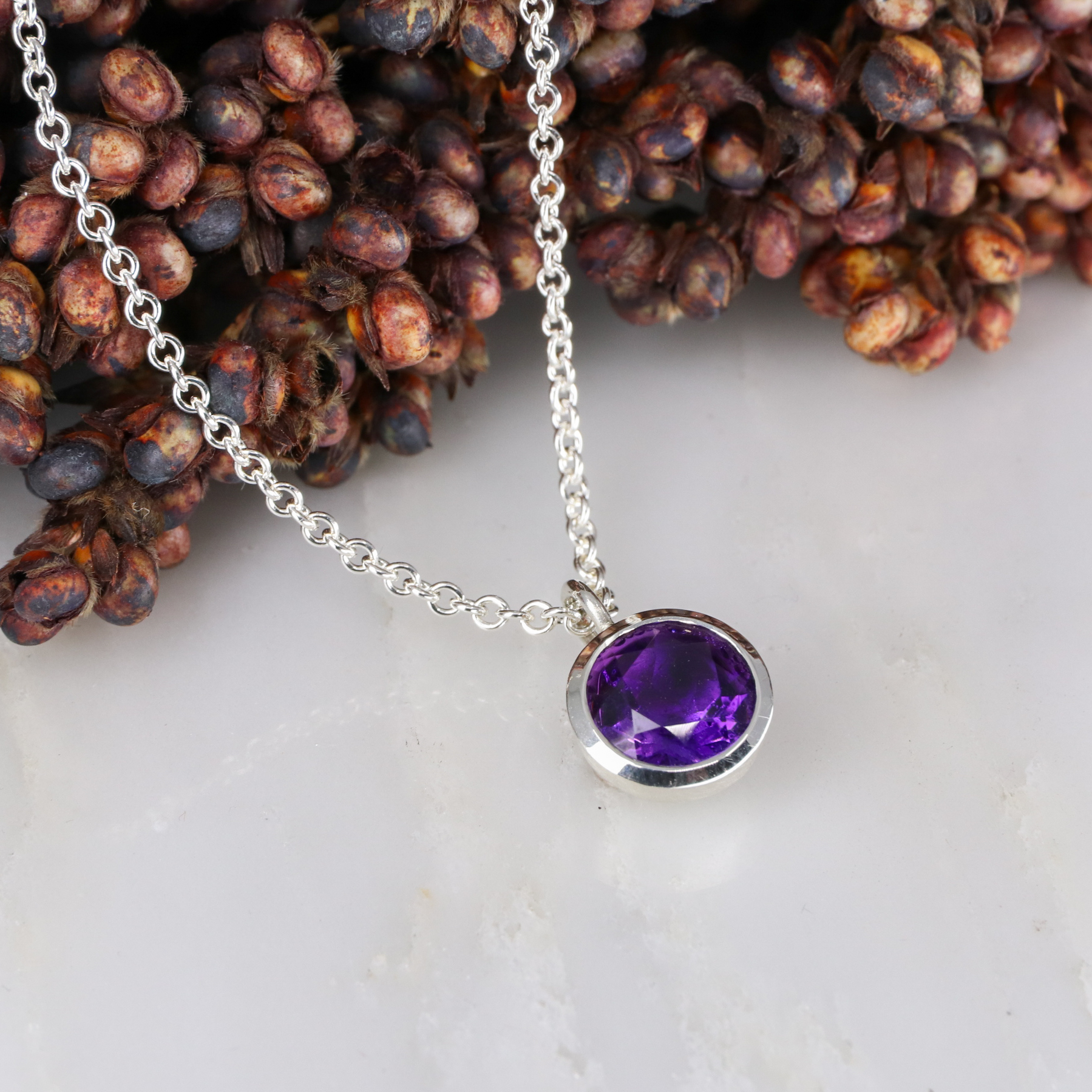 Simple sale amethyst necklace