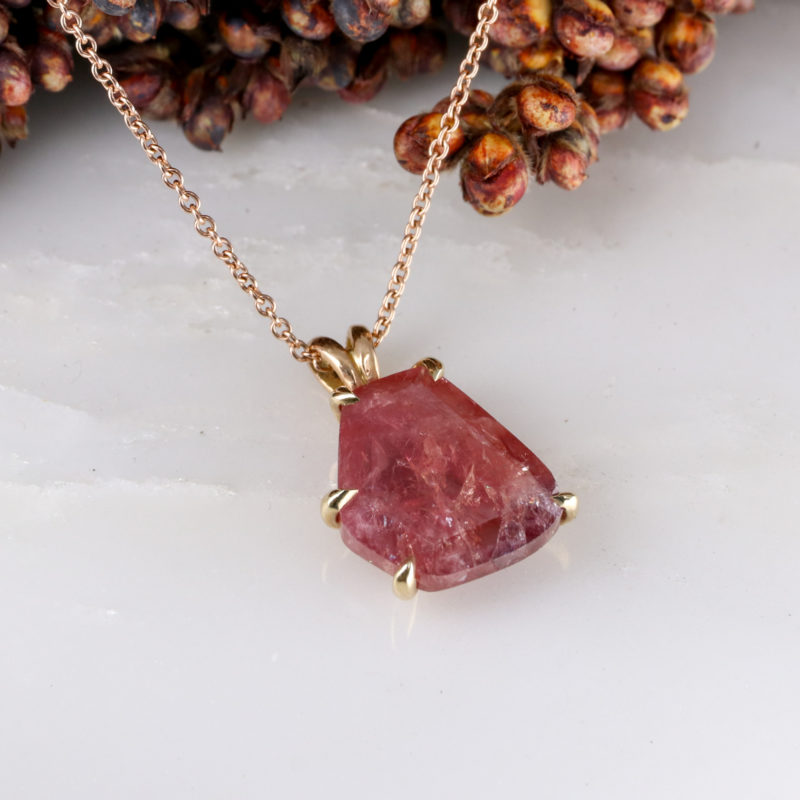 9ct rose gold freeform ruby pendant