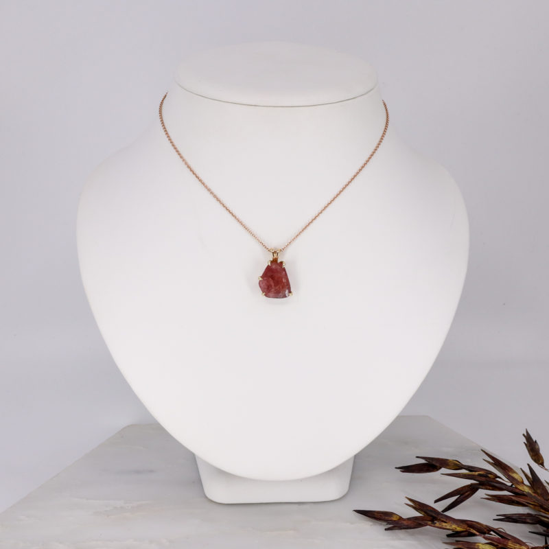 9ct rose gold freeform ruby pendant