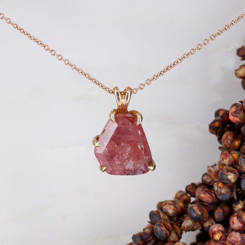 9ct rose gold freeform ruby pendant