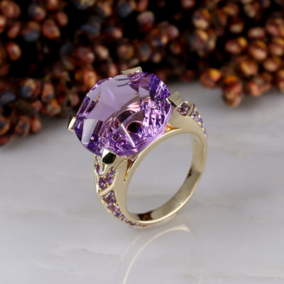 9Y Fancy cut amethyst ring with purple sapphire pave detail - EXPORT-6